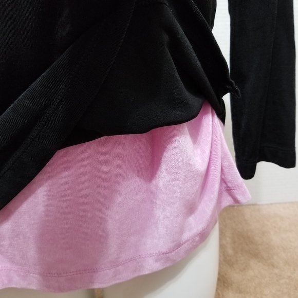 Softwear by Mark Singer top Small slinky layered look 2fer side split 3/4 sleeve - Picture 7 of 11